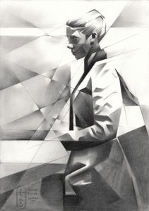 Modern geometrisch portret door Corné Akkers