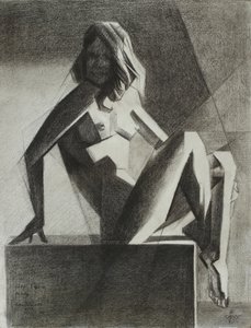 Zittend geometrisch naakt