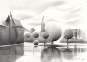 Surrealistische weerspiegelingen in het stadsbeeld
