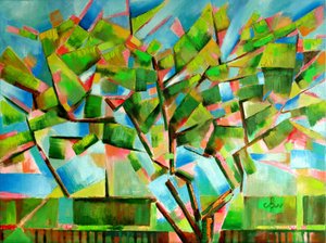 Levendige abstracte boom door Corné Akkers