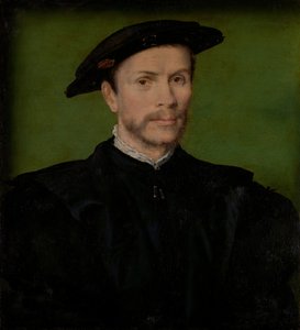 Portret van een Bebaarde Man in Zwart