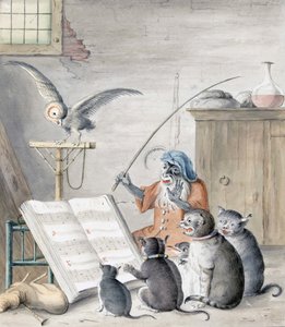 Kattenconcert (gravure) door Cornelis (after) Saftleven