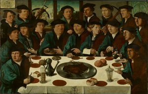 Nederlands:  De Braspenningsmaaltijd Banket van leden van de Amsterdamse kruisboogburgerwacht.

 Alternatieve titel(s):  
Nederlands:  De Braspenningsmaaltijd Banket van Ploeg D van de Kruisboogburgerwacht, "Het Braspenningbanket".