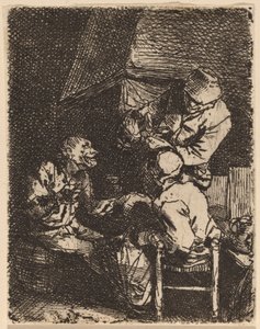 De groep bij de open haard door Cornelis Pietersz Bega