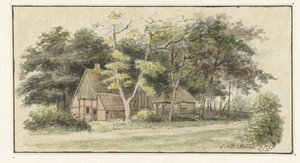 Boerderij tussen bomen door Cornelis Bernardus Buijs
