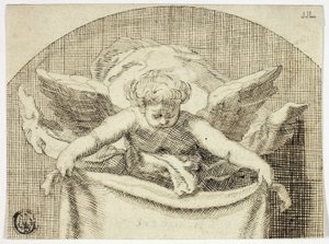 Putto Holding Sudarium door Cornelis Bloemaert