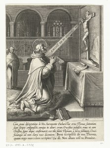Heilige Thomas van Aquino in gesprek met een crucifix