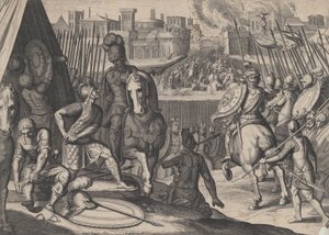 Plaat 2: De stad Rome ingenomen door Constable van Bourbon, uit de Triomfen van Karel V