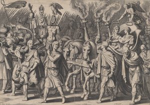 Plaat 7: Triomfantelijke Processie na Overwinning op de Turken, uit de Triomfen van Karel V, 1614 door Cornelis Boel
