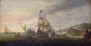 Zeeslag tussen Nederlandse oorlogsschepen en Spaanse galeien