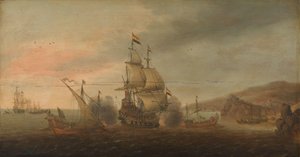 Zeeslag tussen Nederlandse oorlogsschepen en Spaanse galeien