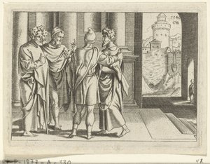 Barnabas brengt Paulus naar de apostelen door Cornelis Bos