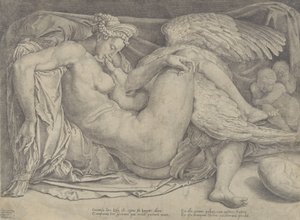 Leda en de zwaan door Cornelis Bos