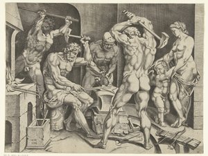 Venus en Amor in de werkplaats van Vulcanus