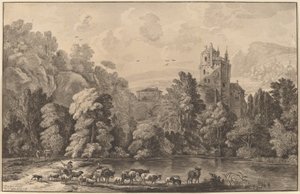 Vallei met een oud kasteel, 1784, gepubliceerd 1786 door Cornelis Brouwer