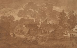 Dorp met Vijver, c. 1782 door Cornelis Brouwer