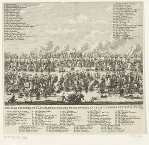 Zeeslag bij Kijkduin, 1673 door Cornelis Brouwer