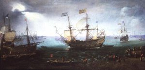 Drie-master vuurt een saluut op de Maas bij Dordrecht