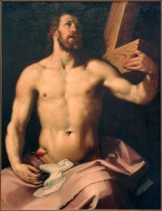Christus met eucharistische kelk en kruis door Cornelis Cornelisz
