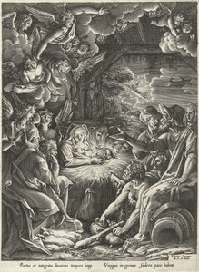 Aanbidding door de herders door Cornelis Cort