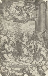 Aanbidding door de herders door Cornelis Cort