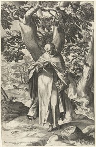 De H. Dominicus, lezend in een boek door Cornelis Cort
