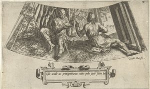 Esau verkoopt zijn eerstgeboorterecht, uit de serie De geschiedenis van Jakob en Esau door Cornelis Cort