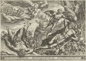 Hercules en de pygmeeën door Cornelis Cort