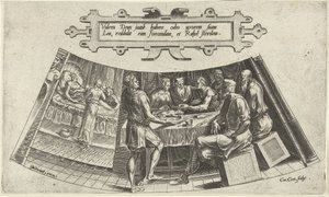 Het huwelijk van Jakob en Lea en de geboorte van hun eerste kind door Cornelis Cort