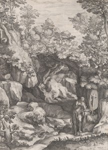 Maria Magdalena berouwvol in de wildernis. door Cornelis Cort