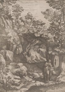 Berouwvolle Maria Magdalena in de Wildernis, 1573 door Cornelis Cort