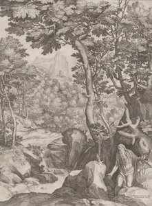 St Onuphrius in de wildernis, 1574 door Cornelis Cort