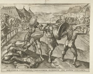 Strijd tussen de Horatiërs en de Curatiërs door Cornelis Cort