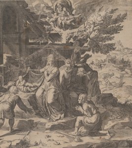 De Aanbidding van de Herders, 1569. door Cornelis Cort