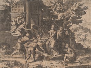 De aanbidding van de herders, 1569 door Cornelis Cort