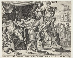 De bespotting van Noach door Cornelis Cort