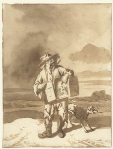 Jongen met een kijkkastje en een hondje, ca. 1700 door Cornelis Dusart