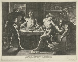 Jupiter en Mercurius in het huis van Philemon en Baucis