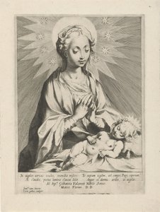 Maria aanbidt het Christuskind door Cornelis Galle (I)