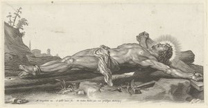 Gekruisigde Christus op de grond door Cornelis Galle (II)
