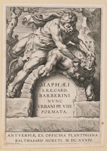 Titelpagina voor Maffeo Barbarini, Poemata door Cornelis Galle I after Sir Peter Paul Rubens