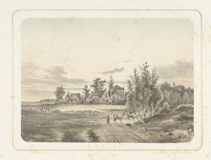Landschap met boerin en koeien