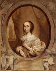 Anna Maria van Schurman, 1657 door Cornelis Janssens van Ceulen