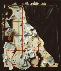 Bord met vastgepinde brieven door Cornelis Norbertus Gysbrechts