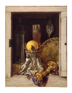 Zilverwerk in een Open Kast door Cornelis Norbertus Gysbrechts