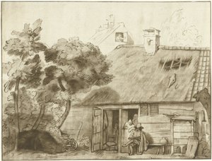 Tekenaar voor boerderij door Cornelis Ploos van Amstel (signed by artist)