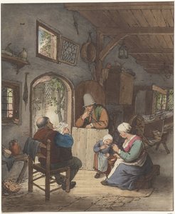 Krantlezer in interieur door Cornelis Ploos van Amstel