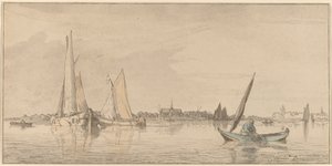 Rivier met stad door Cornelis Ploos van Amstel