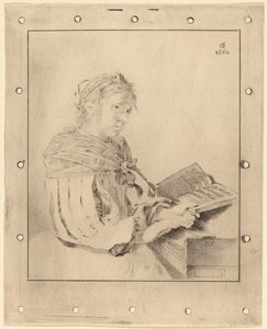 Jong meisje aan het toetsenbord door Cornelis Ploos van Amstel