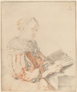 Jong Meisje aan het Klavier door Cornelis Ploos van Amstel